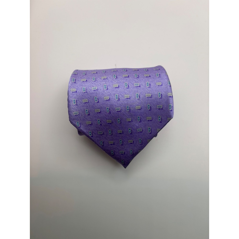 Savile Row Mens Silk Tie Purple Geometric Pattern Formal Business Necktie